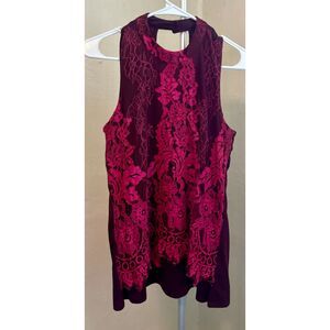Maurices magenta lace layered tank Size M